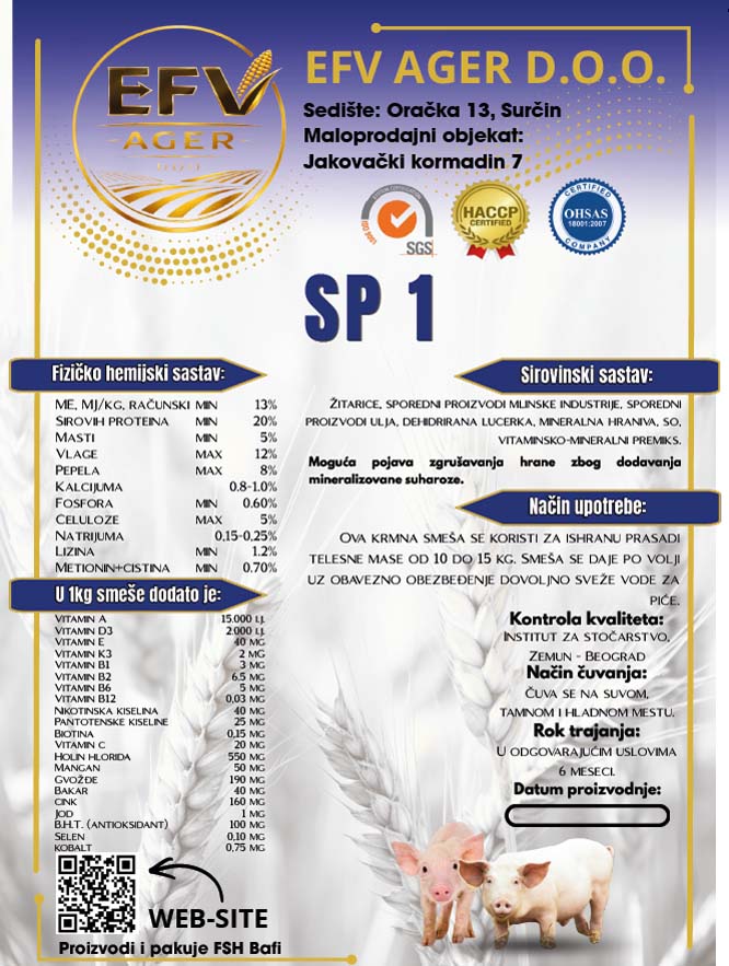 Hrana za prasiće - EFV AGER Surčin