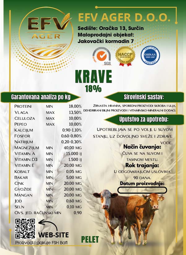 Hrana za životinje - EFV AGER Surčin